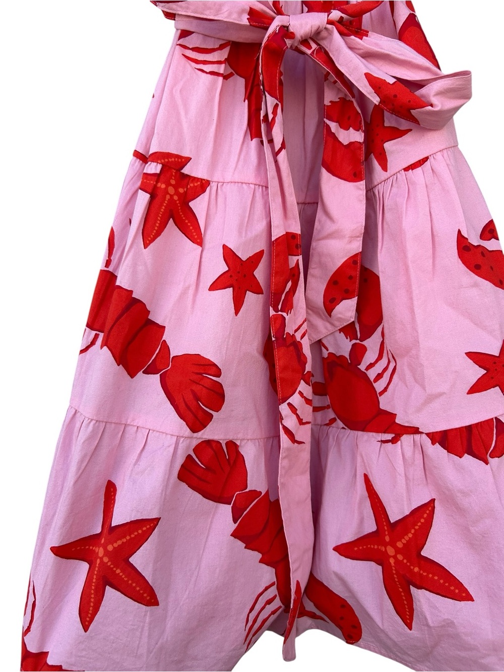 J. Crew Sleeveless Pink Lobster Print Tie-Waist Dress - Size 00 - Tie Waist - Picture 7 of 12